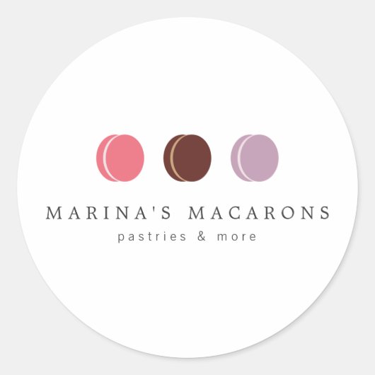 FRANS MACARON TRIO LOGO 3 ronde Stickers (Voorkant)