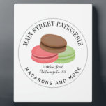 Frans Macarons Food Business Patisserie Adres Fotoplaat<br><div class="desc">De logo van de cirkel met chocolade,  roze,  en groene macro's met douanetekst voor bedrijfsnaam,  adres,  en tagline met grijze grens.</div>