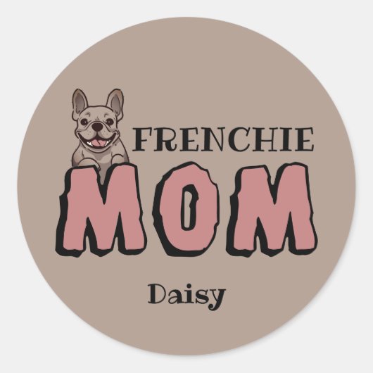 frans mam frans bulldog lover bruin ronde sticker (Voorkant)