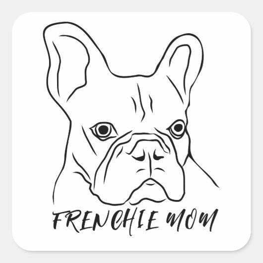 Frans mam handgetekende franse bulldog gezicht vierkante sticker (Voorkant)