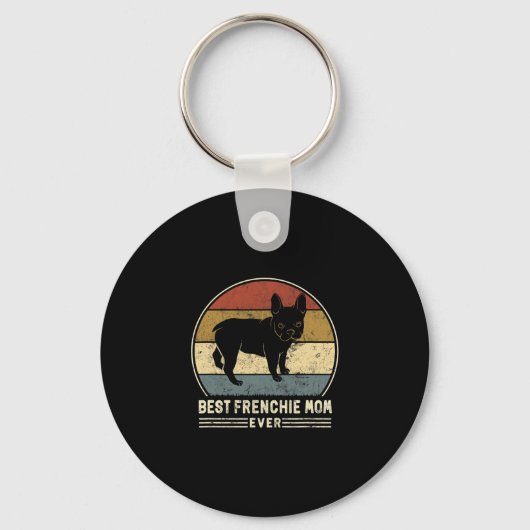 frans mam ooit retro frans bulldog hond mam sleutelhanger (Voorkant)