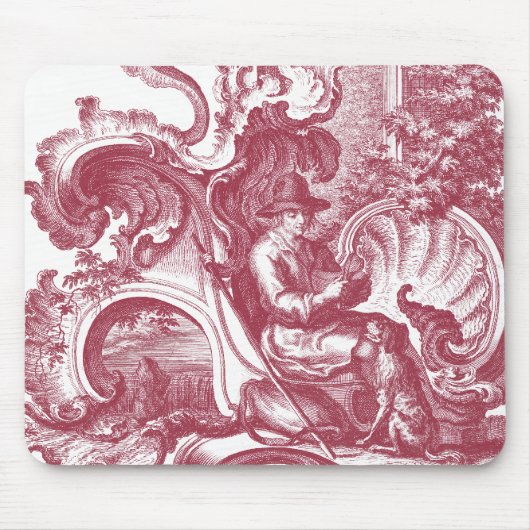 Frans Man en hond Beauful Red Toile Muismat (Voorkant)