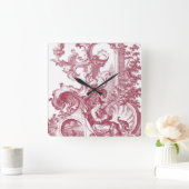 Frans Man en hond Beauful Red Toile Vierkante Klok (Huis)