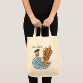 Frans Man Holding Basket of Baguettes Tote Bag (Voorkant (product))