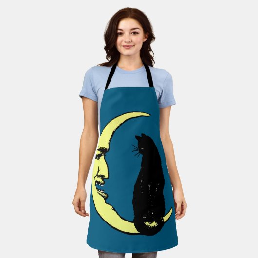  Frans Man in de maan en de kat Schort (Gedragen)