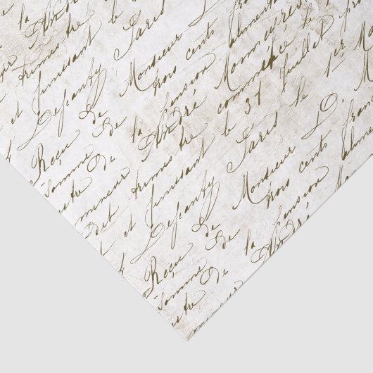  Frans Manuscript handgeschreven Grunge Cursive Tissuepapier (Detail)