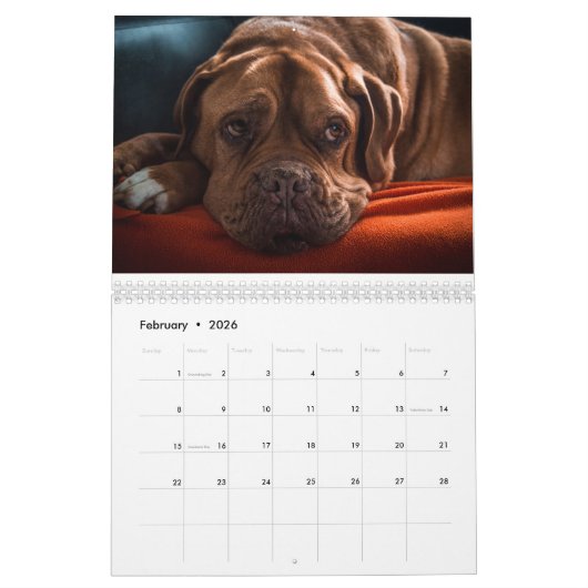 Frans Mastiff Dogue de Bordeaux Calendar Kalender (Feb 2026)