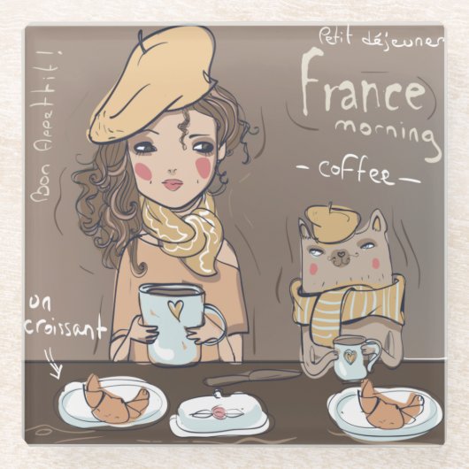 Frans meel glazen onderzetter (Voorkant)