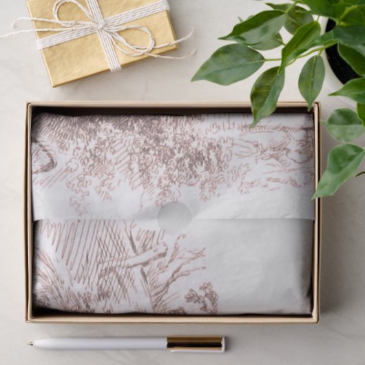 Frans meisje in  landschapsveld tissuepapier (Geschenk)