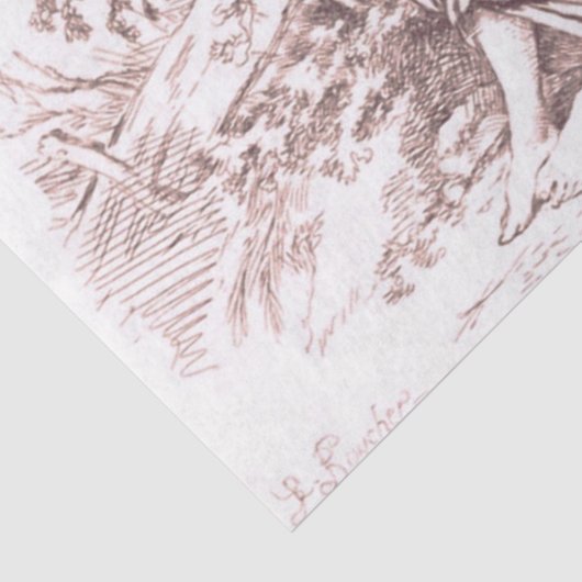 Frans meisje in  landschapsveld tissuepapier (Detail)