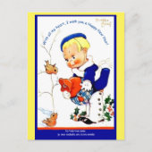 Frans meisje met vogels in sneeuw - heerlijk Briefkaart (Voorkant)