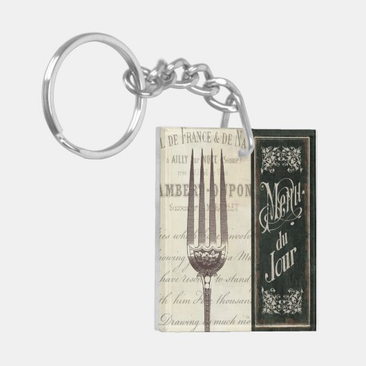 Frans Menu en Fork Sleutelhanger (Voorkant Links)