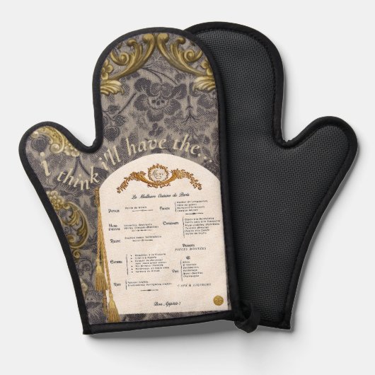 Frans Menu Oven Mitt Ovenwant (Voorkant / Achterkant)