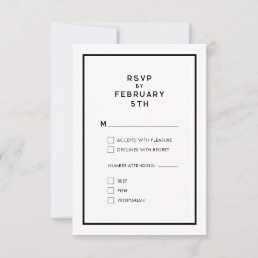 Frans Minimaal Chic Monochroom Bruiloft RSVP (Voorkant)