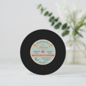 Frans Modern Retro Vinyl Record Coral Sky Wedding Kaart (Staand voorkant)