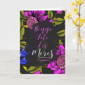 FRANS Moederdag Bold Botanical Blooms op zwart Kaart (Gele Bloem)