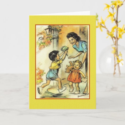  Frans Moederdag Wenskaart Kaart (Gele Bloem)