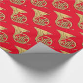 Frans muzikaal instrument van de Hoorn Tekening op Cadeaupapier (Hoek)