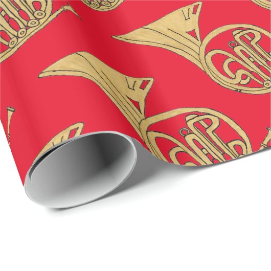 Frans muzikaal instrument van de Hoorn Tekening op Cadeaupapier (Rol Hoek)