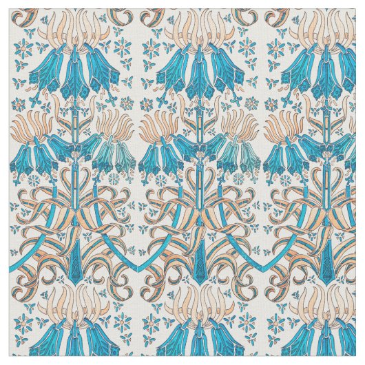 Frans Nieuw - Floraal - Blauw - wit Stof (Close Up)