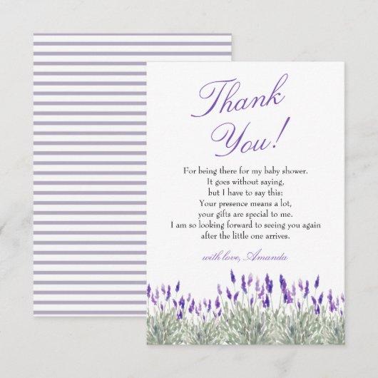 Frans Oh Bebe Lavender Gender Neutraal Baby shower Bedankkaart (Voorkant / Achterkant)