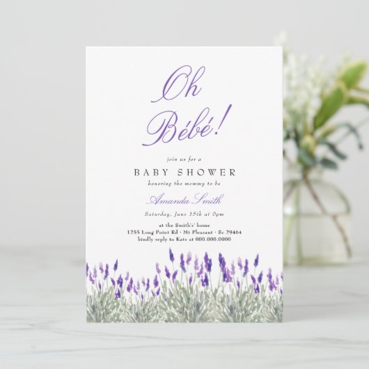 Frans Oh Bebe Lavender Gender Neutraal Baby shower Kaart (Staand voorkant)