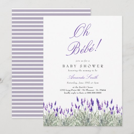 Frans Oh Bebe Lavender Gender Neutraal Baby shower Kaart (Voorkant / Achterkant)