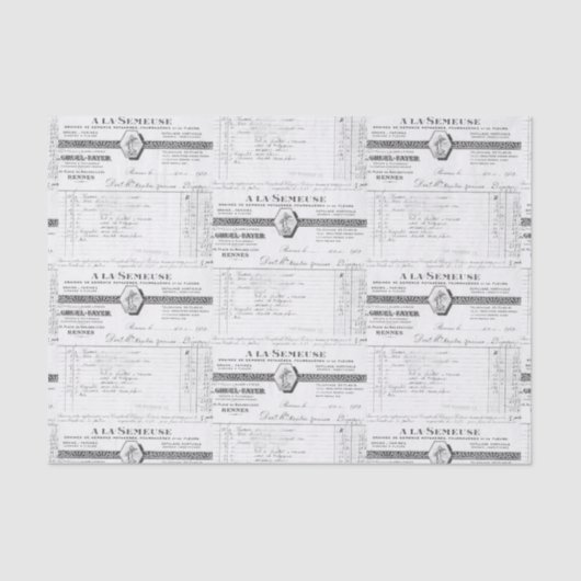  Frans ontvangstbewijs Tissuepapier (Voorkant)