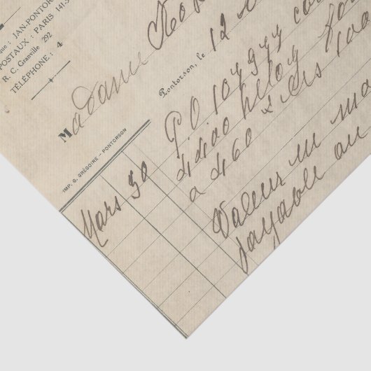  Frans ontvangstbewijs Tissuepapier (Detail)