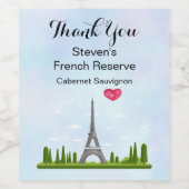 Frans ontwerp - Eiffeltoren in Parijs Dank u Wijn Etiket (Enkel label)