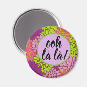 Frans Ooh la la! Bloem Magnet Roze Groen Paars (Voorkant / Achterkant)