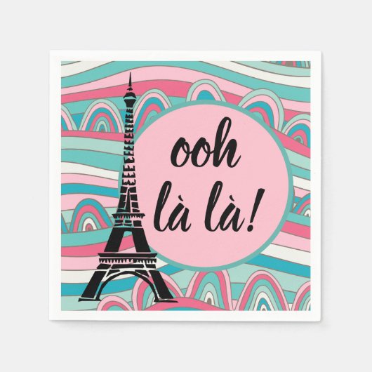Frans Ooh la la!/ Monogram met Eiffeltoren Servet (Voorkant)