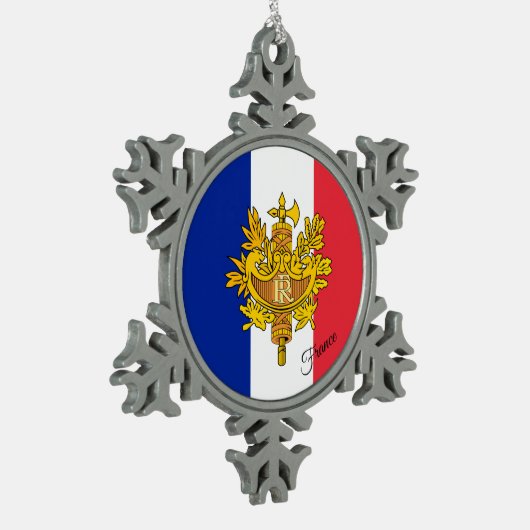 Frans ornament, embleem, patriottisch Frankrijk Tin Sneeuwvlok Ornament (Links)