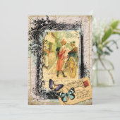 Frans paar bij uitnodiging voor een vervoerskaart (Staand voorkant)