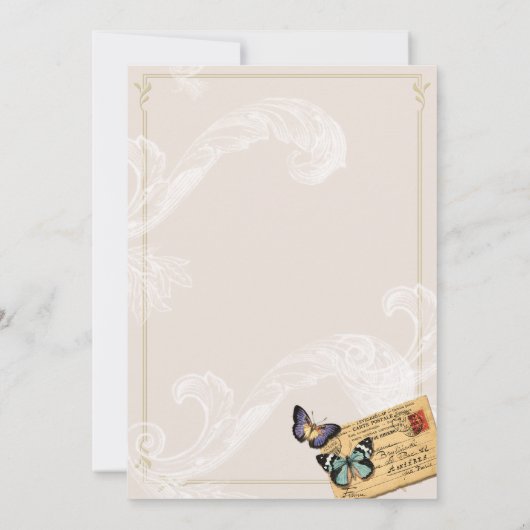 Frans paar bij uitnodiging voor een vervoerskaart (Achterkant)