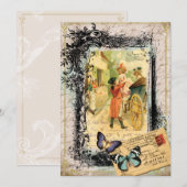 Frans paar bij uitnodiging voor een vervoerskaart (Voorkant / Achterkant)