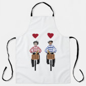 Frans paar op fietsen Schort (Voorkant)