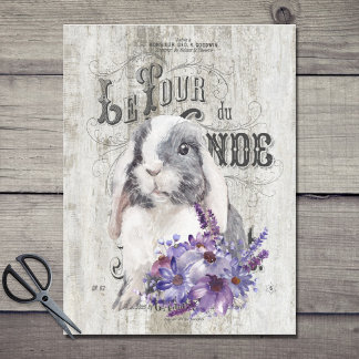 Frans Paars Floral Bunny Tissuepapier