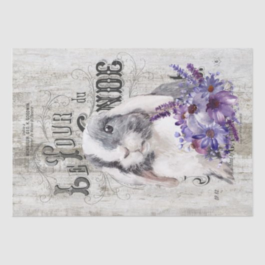 Frans Paars Floral Bunny Tissuepapier (Voorkant)