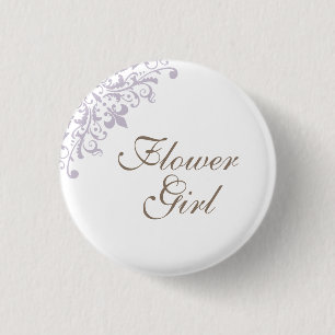 Frans Paarse Fleur de Lis Script Bloemenmeisje Ronde Button 3,2 Cm