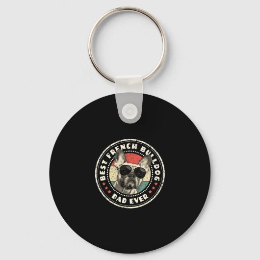 Frans papa ooit retro Franse bulldog lover eigenaa Sleutelhanger (Voorkant)