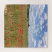Frans papaverveld met blauwe hemel en wolken legpuzzel (Horizontaal)
