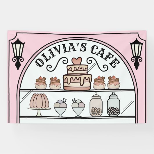 Frans Parijs Café winkelraam Verjaardag Achtergron Spandoek (Horizontaal)
