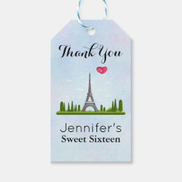 Frans Parijs met Eiffel Tower Sweet Sixteen Cadeaulabel