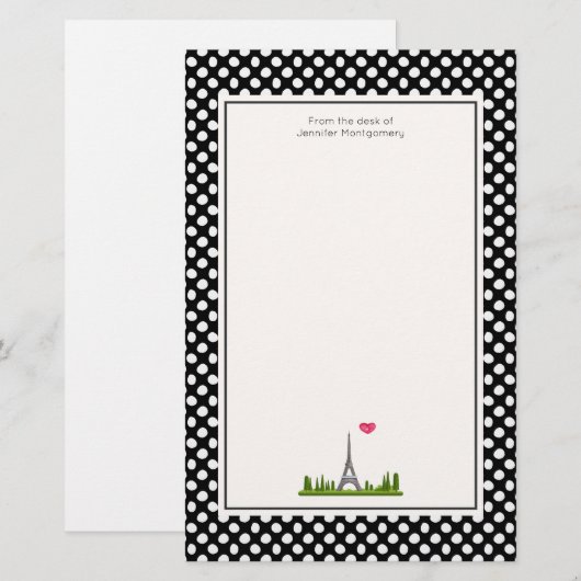 Frans Parijs met Eiffeltoren Briefpapier (Voorkant / Achterkant)