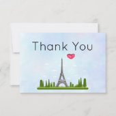 Frans Parijs met Eiffeltoren Dank u Bedankkaart (Voorkant)