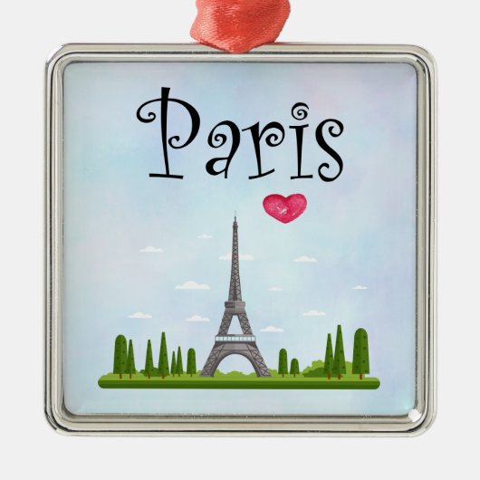 Frans Parijs met Eiffeltoren Metalen Ornament (Voorkant)