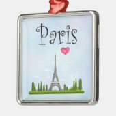 Frans Parijs met Eiffeltoren Metalen Ornament (Links)