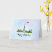 Frans Parijs met Eiffeltoren Verjaardag Kaart (Gele Bloem)