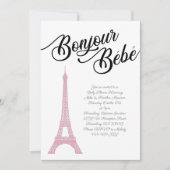 Frans Parijs Roze Baby shower Girl Parisienne Kaart (Voorkant)